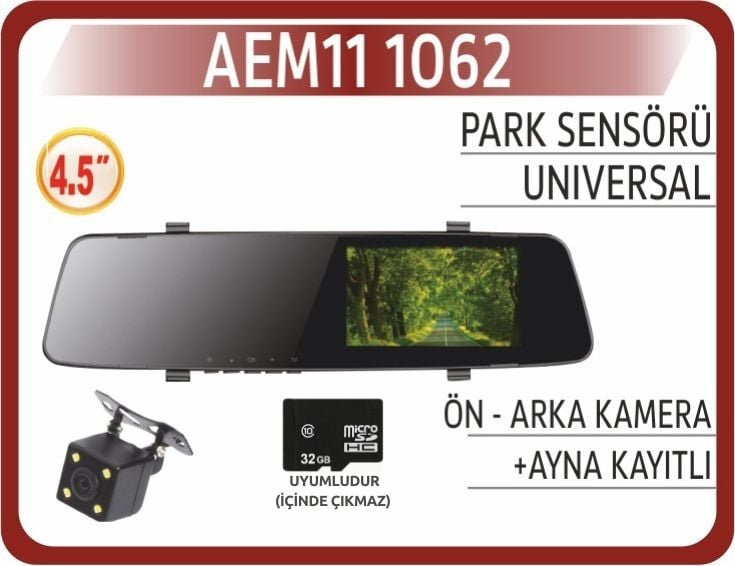AEM11 1062 EKRAN AYNA 4.3 2 KAMERA DVR KAYITLI - Görsel 1
