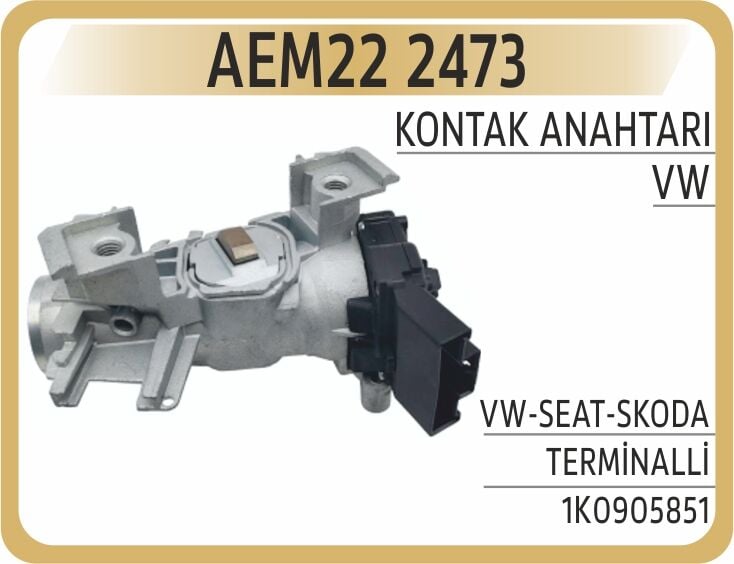 AEM22 2473 KONTAK ANAHTARI VW-SEAT-SKODA TERMİNALLİ - Görsel 1
