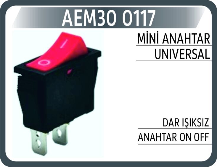 AEM30 0117 MİNİ ANAHTAR UNIVERSAL DAR IŞIKSIZ ANAHTAR ON OFF - Görsel 1