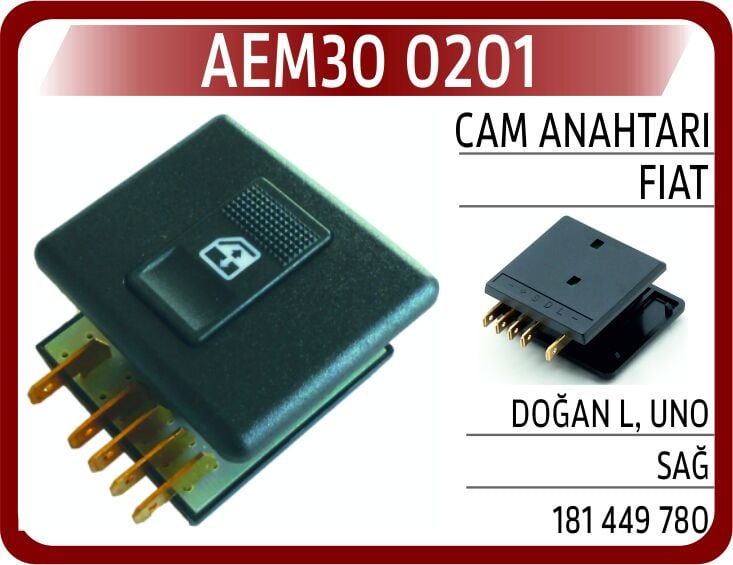 AEM30 0201 CAM ANAHTARI FIAT DOĞAN L-UNO SAĞ 89-93 - Görsel 1