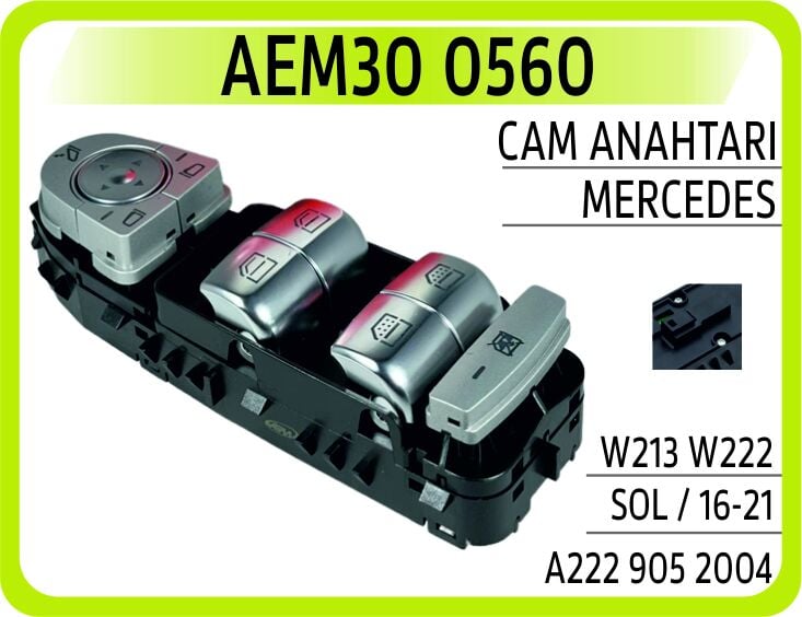 AEM30 0560 CAM ACMA SALTERI ON SOL PERDELI. BEYAZ ISIK. SIYAH 9051 MERCEDES S-CLASS W222 - Görsel 1