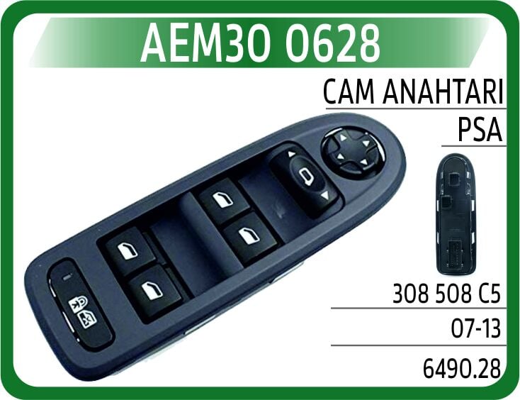 AEM30 0628 CAM AÇMA DÜĞMESİ KOMPLE ÖN SOL PEUGEOT P308-P508-P3008-P5008 07> CITROEN C5 08> - Görsel 1