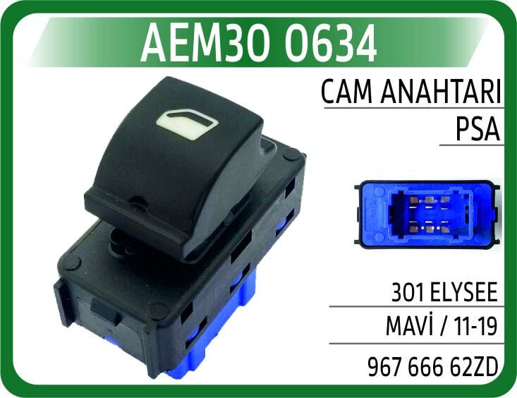 AEM30 0634 CAM AÇMA DÜĞMESİ ANAHTARI ARKA SAĞ-SOL PEUGEOT P301-CITROEN C-ELYSEE 12> - Görsel 1