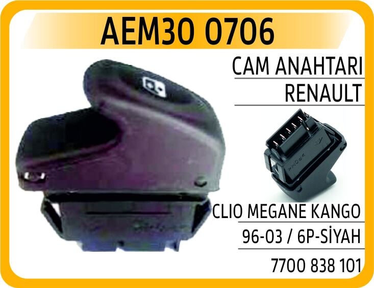 AEM30 0706 CAM ANAHTARI CLIO MEGANE KANGO 96-03 / 6P-SİYAH - Görsel 1