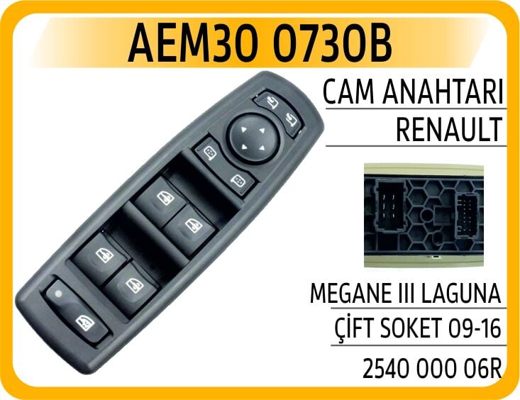 AEM30 0730B CAM ANAHTARI RENAULT MEGANE III LAGUNA ÇİFT SOKET - Görsel 1