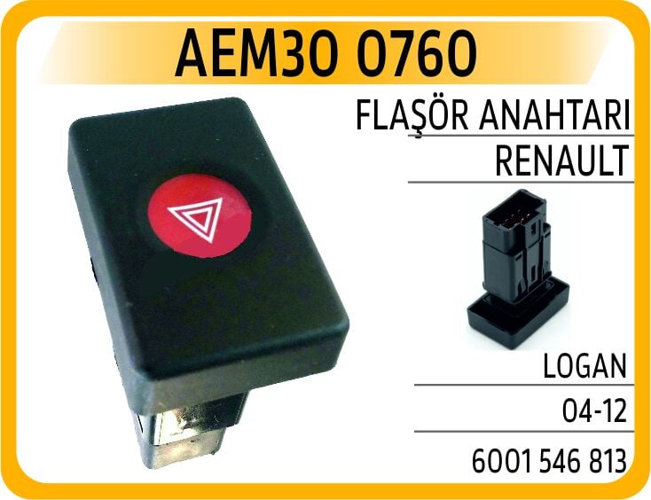 AEM30 0760 FLAŞÖR ANAHTARI RENAULT LOGAN 04-12 - Görsel 1