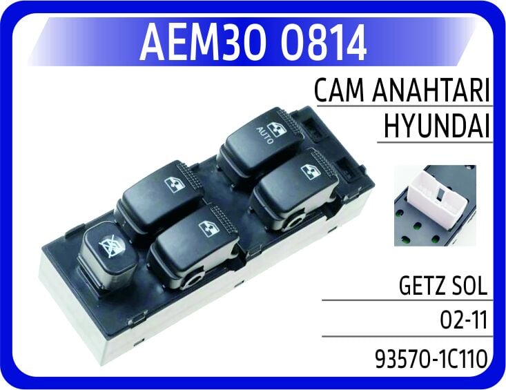 AEM30 0814 CAM AÇMA DÜĞMESİ SOL TAKIM HYUNDAI GETZ 1.3L G4EA 03-05 1.4L G4EE 06-10 1.6L G4ED 03-09 1.5L D3EA D4FA CRDi 03-09 - Görsel 1
