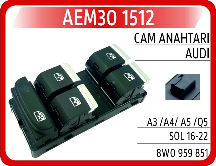 AEM30 1512 CAM ANAHTARI AUDI A3 /A4/ A5 /Q5 SOL 16-22 - Görsel 1