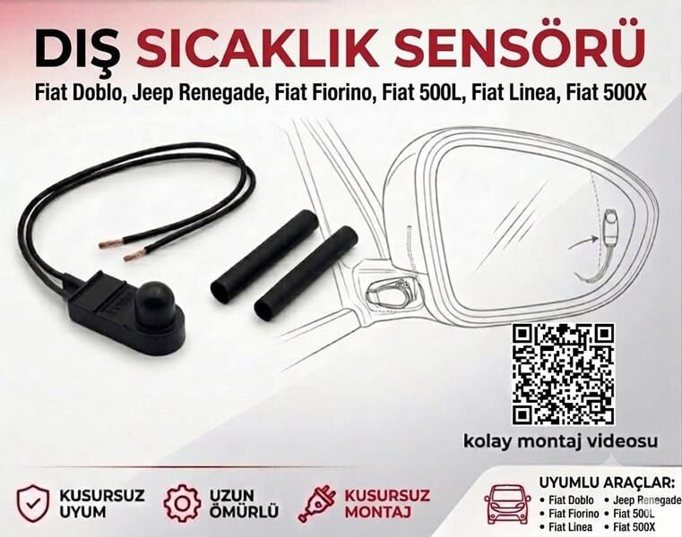 AFT 735612657 AYNA DIŞ SICAKLIK ISI SENSÖRÜ MÜŞÜRÜ FIAT DOBLO- JEEP RENEGADE -FİORİNO- 500L -LİNEA- 500X 95511534-735325166-735296227-735714767-735460567-735474648-735410430-735558566-735614527 - Görsel 1