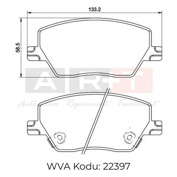 ART A01.3289 ON BALATA FIAT EGEA 16> 1.0 1.3 MTJ 1.4 1.6 1.6D K:19 mm G:133 mm Y:58.5 mm KÜÇÜK TİP - Görsel 1