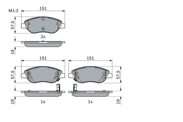 BOSCH 0986424042 ON BALATA FIAT EGEA 15> 1.4 1.5 T4 HIBRIT 1.6 D K:19 MM G:151.1 MM BÜYÜK TİP - Görsel 1