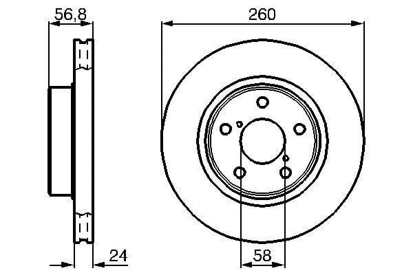 BOSCH 0986478293 ÖN FREN DİSKİ HAVA KANALLI SUBARU IMPREZA 1.5L EL15 GD GH 07-12 / 1.6L EJ16 GC GD 98-09 260 çap x 5 bijon - Adet disk fiyatıdır - Görsel 1