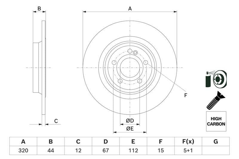 BOSCH 0986479F13 FREN DISKI ARKA MERCEDES W177 V177 W247 C118 X118 H247 X247 SPOR TIP - Görsel 1