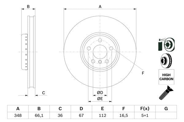 BOSCH 0986479F59 FREN DISKI ON SAG BMW G20 G21 G22 G23 G30 G31 G38 G32 G11 G12 G14 G15 G16 G01 G02 G05 G18 G06 G07 G2 9 - Görsel 1