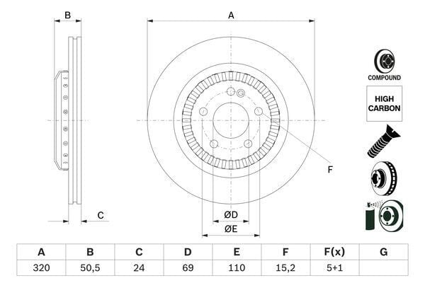 BOSCH 0986479H39 FREN DISKI ARKA MERCEDES S-CLASS W222 C217 - Görsel 1
