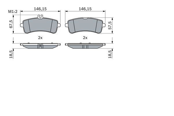 BOSCH 0986494764 FREN BALATASI ARKA MERCEDES W205 S205 C205 A205 W222 C217 A217 C190 X290 R190 - Görsel 1
