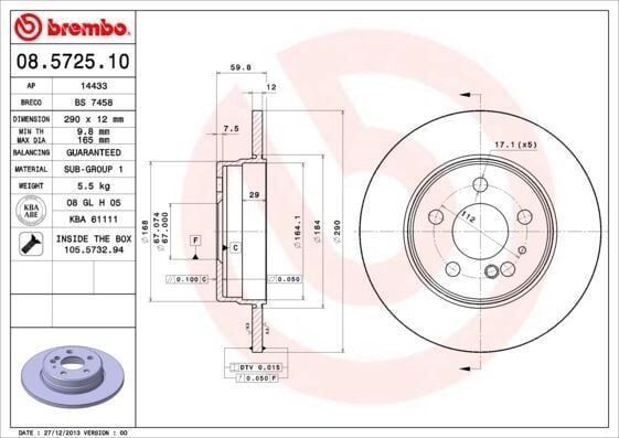BREMBO 08572510 FREN DISKI ARKA MERCEDES S-CLASS W140 - Görsel 1