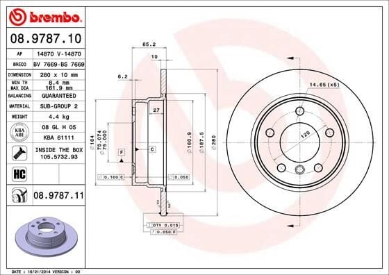 BREMBO 08978711 FREN DISKI ARKA BMW E81 E87 - Görsel 1
