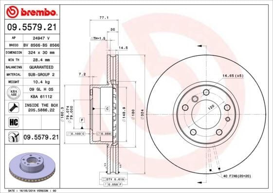 BREMBO 09557921 FREN DISKI ON BMW E39 E32 E38 E31 - Görsel 1