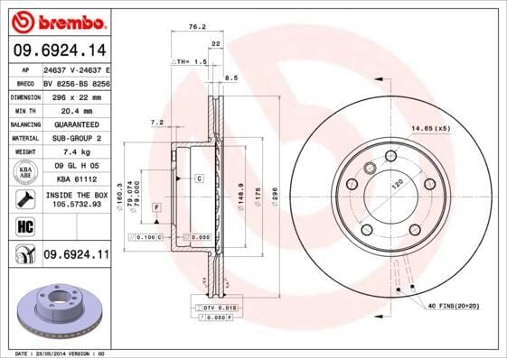 BREMBO 09692411 FREN DISKI ON BMW E39 - Görsel 1