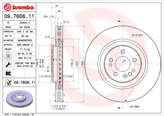 BREMBO 09760611 FREN DISKI ON MERCEDES ML-CLASS W163 - Görsel 1