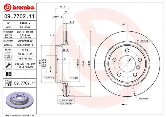 BREMBO 09770211 FREN DISKI ARKA BMW E46 - Görsel 1