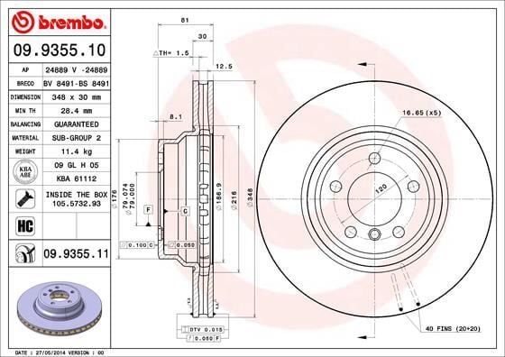 BREMBO 09935511 FREN DISKI ON BMW E65 E66 - Görsel 1