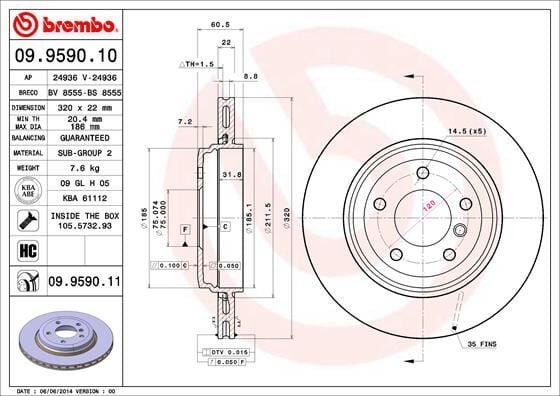 BREMBO 09959011 FREN DISKI ARKA HAVALI BMW E-46 3.30 - Görsel 1
