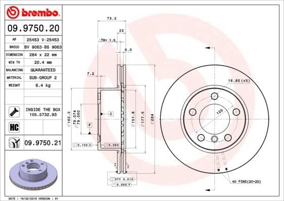 BREMBO 09975021 FREN DISKI ON BMW E81 E87 F20 F21 F22 F23 F87 - Görsel 1
