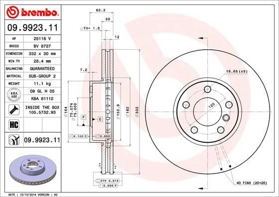 BREMBO 09992311 FREN DISKI ON BMW E70 F15 E71 F16 - Görsel 1