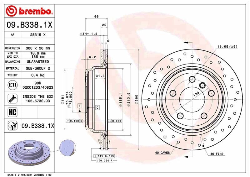 BREMBO 09B3381X FREN DISKI - Görsel 1