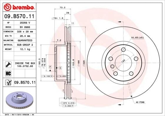 BREMBO 09B57011 FREN DISKI ON BMW F25 F26 - Görsel 1