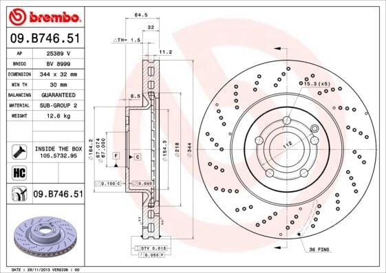 BREMBO 09B74651 FREN DISKI ON MERCEDES W212 S212 C207 A207 C204 - Görsel 1