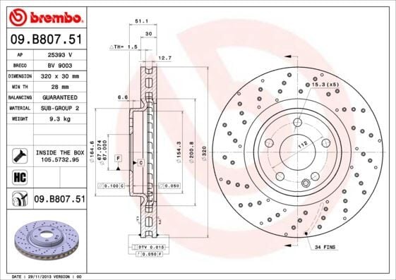 BREMBO 09B80751 FREN DISKI ON MERCEDES W176 W246 C117 X117 X156 - Görsel 1