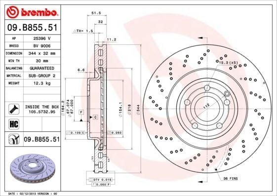 BREMBO 09B85551 FREN DISKI ON MERCEDES CLS-CLASS C218 X218 - Görsel 1