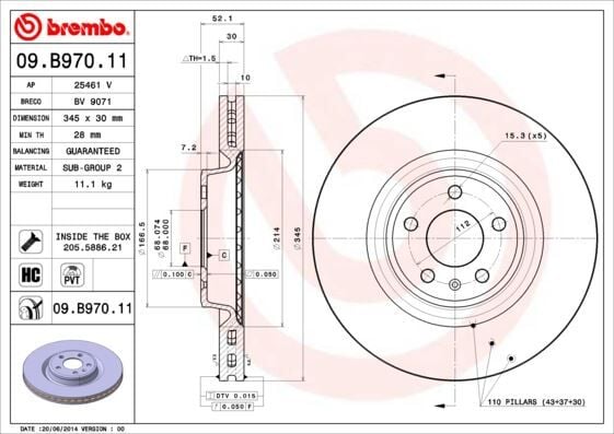 BREMBO 09B97011 ÖN FREN AYNASI A4-A5 1.8 TFSI-2.0 TDI-2.7 TDI-3.0 TFSI-3.2 FSI 07 > A6 2.0 TDI-2.8 FSI-3.0 TDI 10 > 986479747-DF6149S - Görsel 1