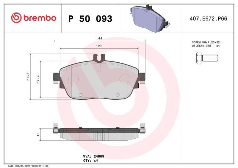 BREMBO P50093 FREN BALATASI ON MERCEDES W176 W246 C117 X117 X156 - Görsel 1