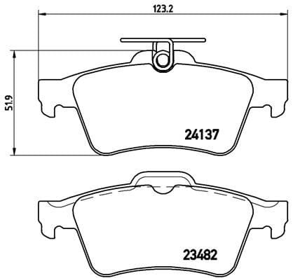 BREMBO P59042 ARKA BALATA FOCUS II CMAX 03> CONNECT 02> LAGUNA III 07> OPEL VECTRA C 02> SIGNUM 03> CITROEN C5 08> PEUGEOT P508 10>18 - Görsel 1