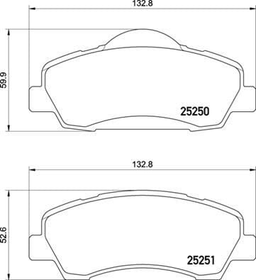 BREMBO P61138 ÖN FREN BALATASI PEUGEOT P301 12> P308 13> CITROEN C-ELYSEE 12> C4 14> 266mm - Görsel 1