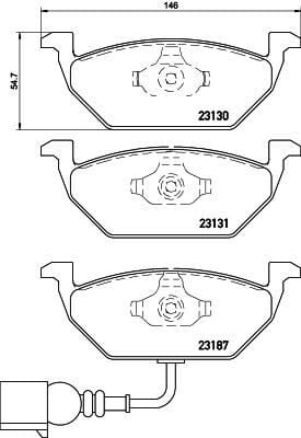 BREMBO P85072 ÖN BALATA FİŞLİ KÜÇÜK GOLF4-GOLF5-JETTA-BORA-POLO-A3-LEON 97 > - Görsel 1
