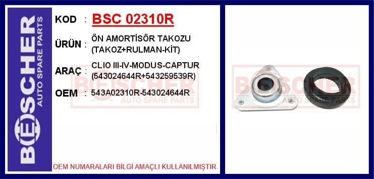 BSC 02310R ÖN AMORTİSÖR TAKOZU TAKOZ RULMAN-KİT CLIO III 05>12 CLIO IV 12> MODUS 05> CAPTUR 12> 543024644R 5 43259539R - Görsel 1