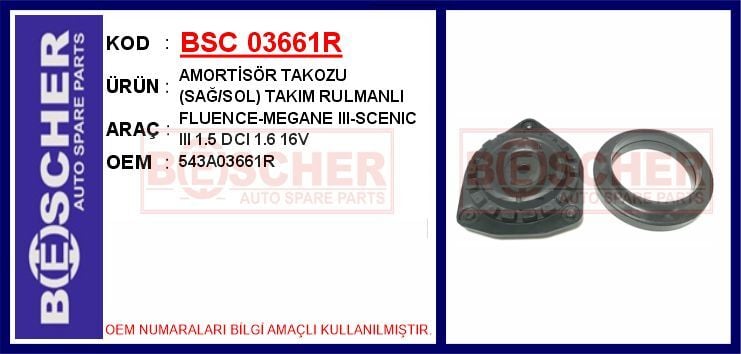 BSC 03661R ÖN AMORTİSÖR TAKOZU VE RULMANI TK. RENAULT FLUENCE 09> - Görsel 1