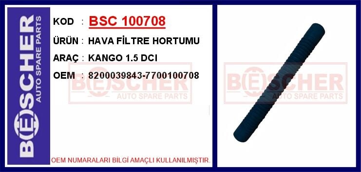 BSC 100708 HAVA FİLTRE HORTUMU KANGO 1.5 DCI - Görsel 1
