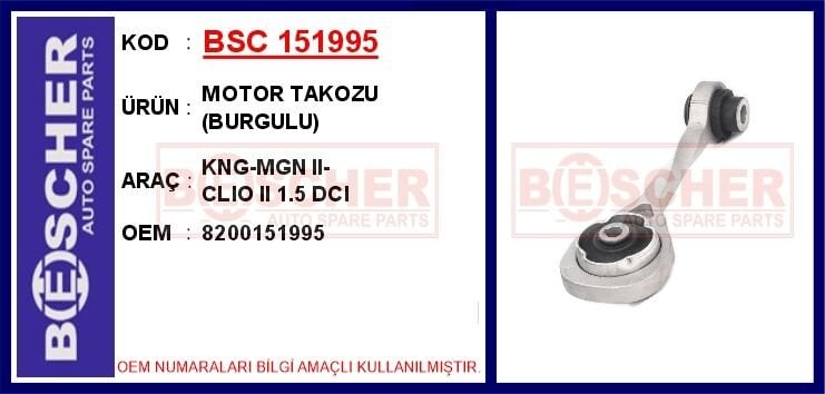 BSC 151995 MOTOR TAKOZU BURGULU KNG-MGN II-CLIO II 1.5 DCI - Görsel 1