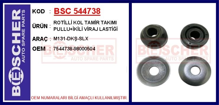 BSC 544738 ROTİLLİ KOL TAMİR TAKIMI M131-DKŞ-SLX PULLU İKİLİ VİRAJ LASTİĞİ - Görsel 1