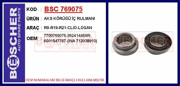 BSC 769075 AKS KÖRÜĞÜ İÇ RULMANI R9-R19-R21-CLIO-LOGAN - Görsel 1