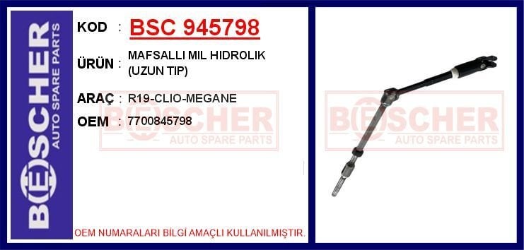 BSC 945798 MAFSALLI MIL HIDROLIK UZUN TIP R19-CLIO-MEGANE - Görsel 1