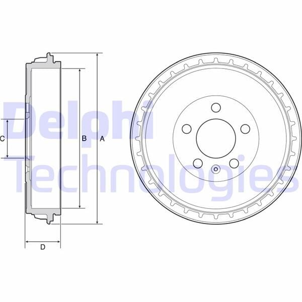 DELPHI BF564 KAMPANA ARKA VW-SKODA-SEAT-AUDİ-POLO-T CROSS-TAIGO-KAMIQ-SCALA-ARONA-İBİZA-A1 17> DIŞ ÇAP: 228mm A-VW POLO-TAIGO-T-CROSS 01/2017> - Görsel 1