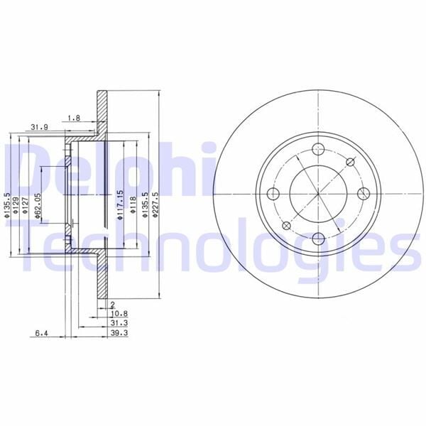 DELPHI BG2147 ÖN FREN AYNASI M131 1600 227x10.8x4DL - Görsel 1