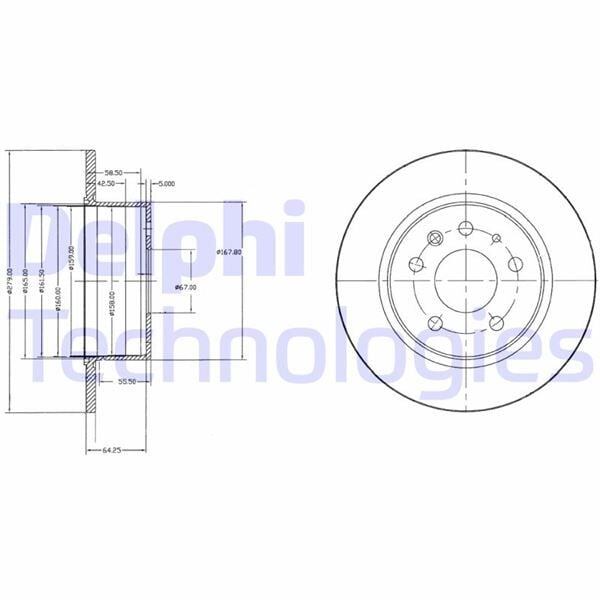 DELPHI BG2240 FREN DISKI ARKA MERCEDES W115 C123 S123 W116 W126 W123 - Görsel 1
